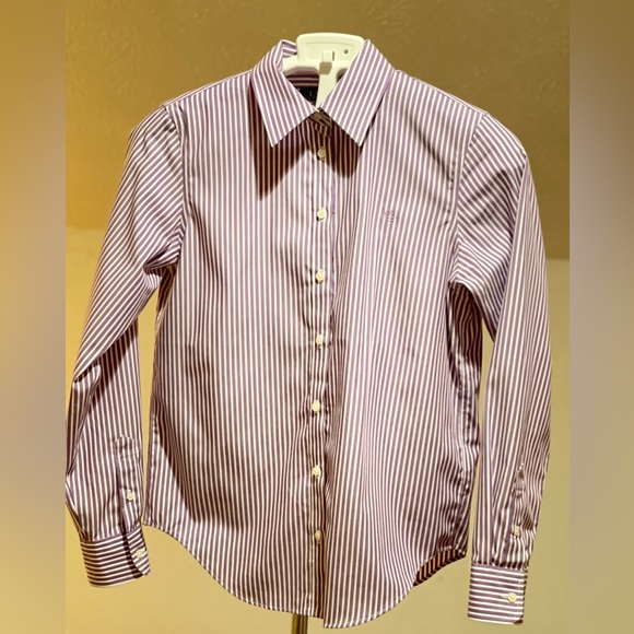 Lauren Ralph Lauren Purple/white striped Button Down shirt long sleeve Small - Picture 3 of 8